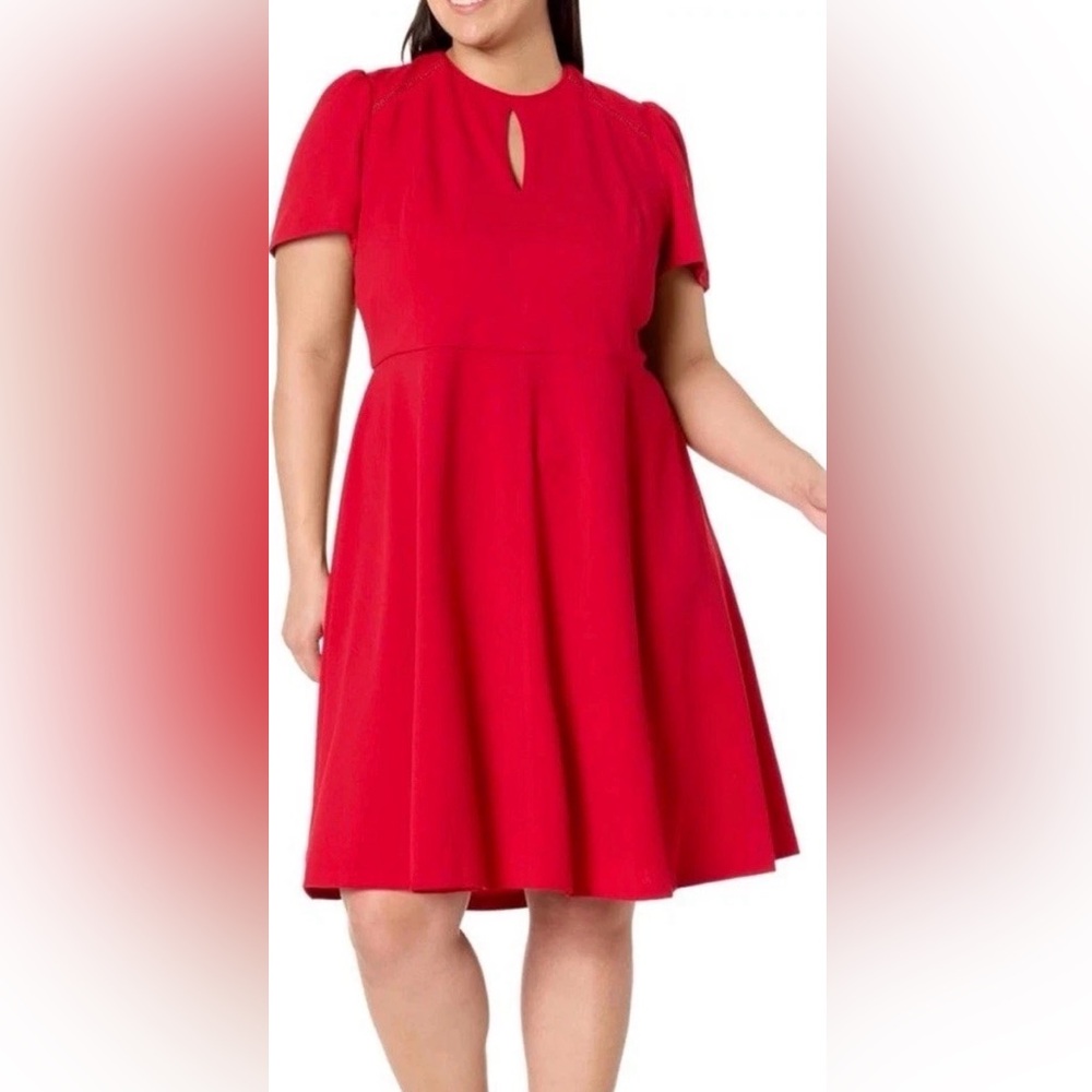 Tommy Hilfiger Red Midi Fit-and-Flare Dress
